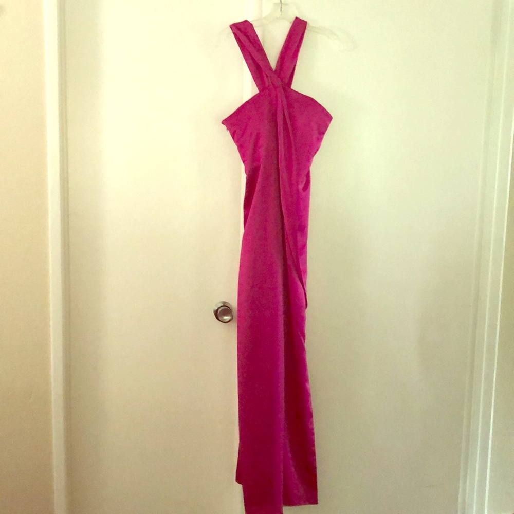 Hot pink Halston Heritage satin gown.